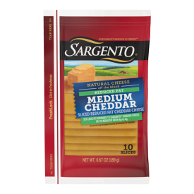 Sargento® Reduced Fat Natural Medium Cheddar Sliced Cheese, 10 Slices