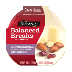 Sargento® Balanced Breaks® Natural White Cheddar Cheese, Sea-Salted Roasted Almonds and Dried Cranberries Snack Kit, 3-Pack