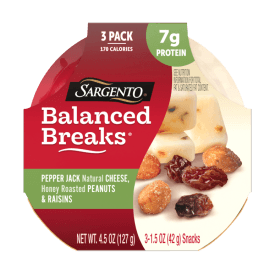 Sargento® Balanced Breaks® Pepper Jack Natural Cheese, Honey Roasted Peanuts and Raisins Snack Kit, 3-Pack