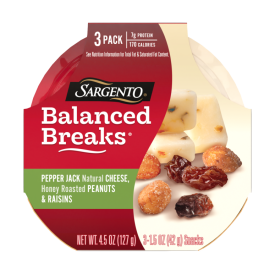 Sargento® Balanced Breaks® Natural Pepper Jack Cheese, Honey Roasted Peanuts and Raisins Snack Kit, 3-Pack