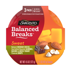 Sargento® Sweet Balanced Breaks® Natural Cheddar Cheese, Sea-Salted Roasted Almonds, Raisins and Greek Yogurt Flavored Drops Snack Kit, 3-Pack