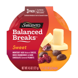 Sargento® Sweet Balanced Breaks® Natural Monterey Jack Natural Cheese, Dried Cranberries and Dark Chocolate Covered Peanuts Snack Kit, 3-Pack