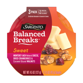 Sargento® Sweet Balanced Breaks® Natural Monterey Jack Cheese, Dried Cranberries and Caramel Glazed Walnuts Snack Kit, 3-Pack