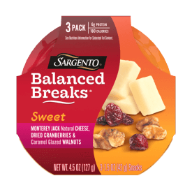 Sargento® Sweet Balanced Breaks® Natural Monterey Jack Cheese, Dried Cranberries and Caramel Glazed Walnuts Snack Kit, 3-Pack
