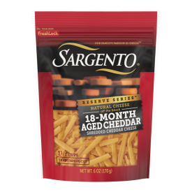 Sargento® Reserve Series™ Natural 18-Month Aged Cheddar Shredded Cheese, Traditional Cut, 6 oz.