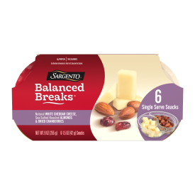 Sargento® Balanced Breaks® Natural White Cheddar Cheese, Sea-Salted Roasted Almonds, Dried Cranberries Snack Kit, 6-Pack