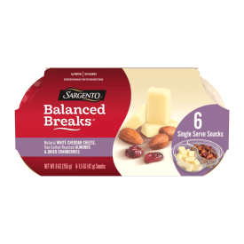 Sargento® Balanced Breaks® Natural White Cheddar Cheese, Sea-Salted Roasted Almonds, Dried Cranberries Snack Kit, 6-Pack