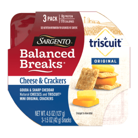 Sargento® Balanced Breaks® Cheese & Crackers, Gouda & Sharp Cheddar Natural Cheeses and TRISCUIT® Mini Original Crackers Snack Kit, 3-Pack