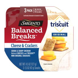 Sargento® Balanced Breaks® Cheese & Crackers, Natural Gouda & Sharp Cheddar Cheeses and TRISCUIT® Mini Original Crackers Snack Kit, 3-Pack