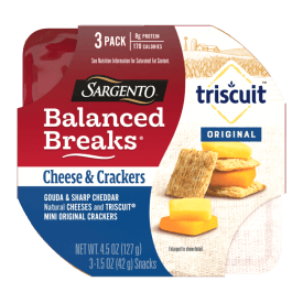 Sargento® Balanced Breaks® Cheese & Crackers, Natural Gouda & Sharp Cheddar Cheeses and TRISCUIT® Mini Original Crackers Snack Kit, 3-Pack
