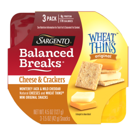 Sargento® Balanced Breaks® Cheese & Crackers, Natural Monterey Jack & Mild Cheddar Cheese and WHEAT THINS® Mini Original Snacks Snack Kit, 3-Pack