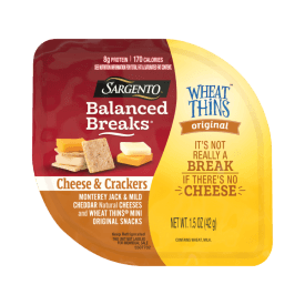 Sargento® Balanced Breaks® Cheese & Crackers,  Monterey Jack & Mild Cheddar Natural Cheese and WHEAT THINS® Mini Original Snacks Snack Kit, 3-Pack