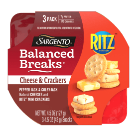 Sargento® Balanced Breaks® Cheese & Crackers,  Pepper Jack & Colby-Jack Natural Cheese and RITZ® Mini Original Crackers Snack Kit, 3-Pack