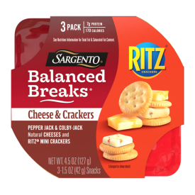 Sargento® Balanced Breaks® Cheese & Crackers, Natural Pepper Jack & Colby-Jack Cheese and RITZ® Mini Original Crackers Snack Kit, 3-Pack