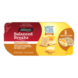 Sargento® Balanced Breaks® Cheese & Crackers, Natural Monterey Jack & Mild Cheddar Cheese and WHEAT THINS® Mini Original Snacks Snack Kit, 6-Pack