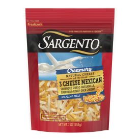 Sargento® Creamery Natural 3 Cheese Mexican Shredded Cheese, Traditional Cut, 7 oz.