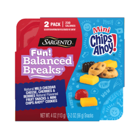 Sargento® Fun! Balanced Breaks®  Mild Cheddar Natural Cheese, Cherries & Berries  Flavored Fruit Snacks & Mini CHIPS AHOY!® Cookies Snack Kit, 2-Pack