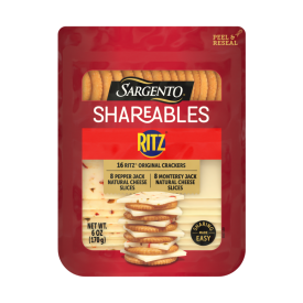 Sargento® Shareables Pepper Jack & Monterey Jack Sliced Cheese with Ritz® Original Crackers Cheese Tray, 6 oz.