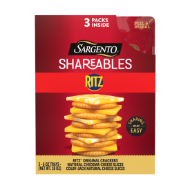 Sargento® Shareables Natural Cheddar & Colby-Jack Sliced Cheese with Ritz® Original Crackers Cheese Tray, 3pk