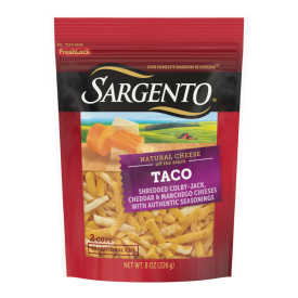 Sargento® Natural Taco Shredded Cheese with Authentic Seasonings, Traditional Cut, 8 oz.