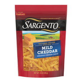 Sargento® Natural Mild Cheddar Shredded Cheese, Traditional Cut, 8 oz.