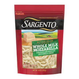 Sargento® Natural Whole Milk Mozzarella Shredded Cheese, Traditional Cut, 8 oz.