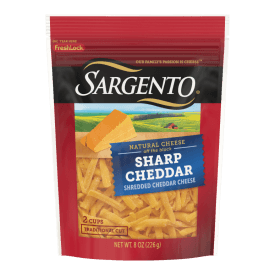Sargento®  Sharp Cheddar Natural Shredded Cheese, Traditional Cut, 8 oz.