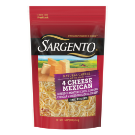 Sargento® Natural 4 Cheese Mexican Shredded Cheese, Fine Cut, 16 oz.