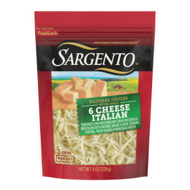 Sargento® Natural 6 Cheese Italian Shredded Cheese, Fine Cut, 8 oz.