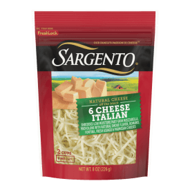 Sargento® Natural 6 Cheese Italian Shredded Cheese, Fine Cut, 8 oz.