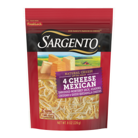 Sargento® Natural 4 Cheese Mexican Shredded Cheese, Fine Cut, 8 oz.