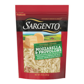 Sargento® Natural Mozzarella & Provolone Shredded Cheese, Traditional Cut, 8 oz.