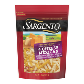 Sargento® Natural 4 Cheese Mexican Shredded Cheese, Traditional Cut, 8 oz.