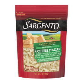 Sargento® Reduced Fat Natural 4 Cheese Italian Shredded Cheese, Traditional Cut, 7 oz.