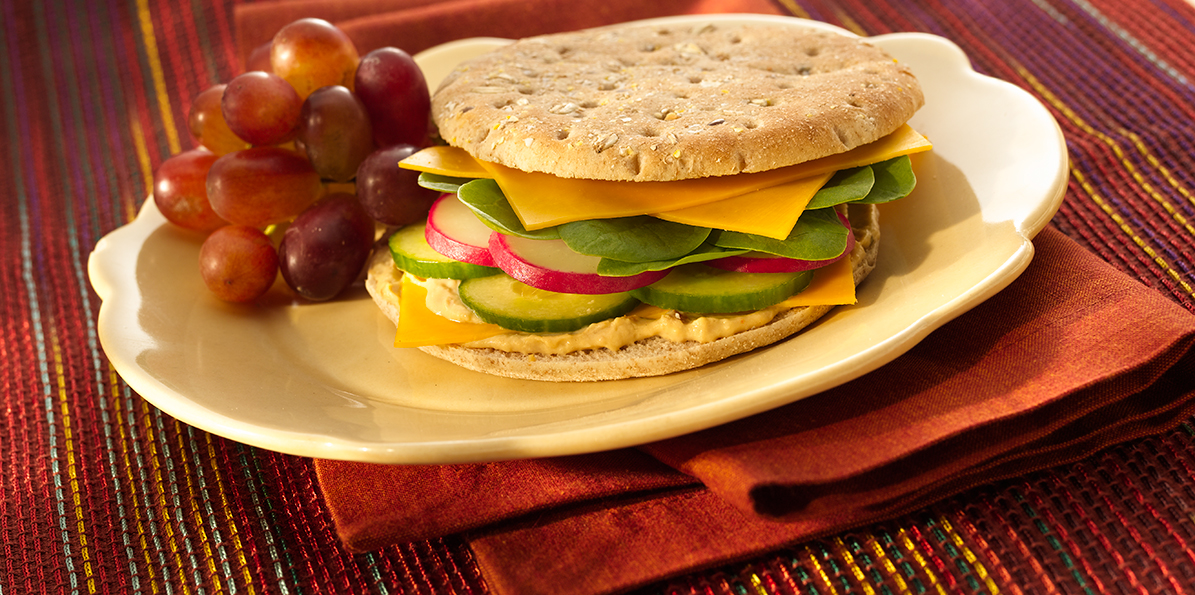 1870 Veggie Cheddar Hummus Sandwiches