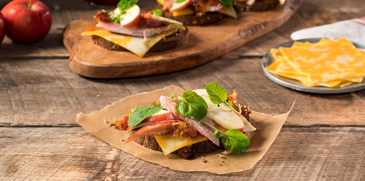 Double Cheddar Apple and Ham Sandwich
