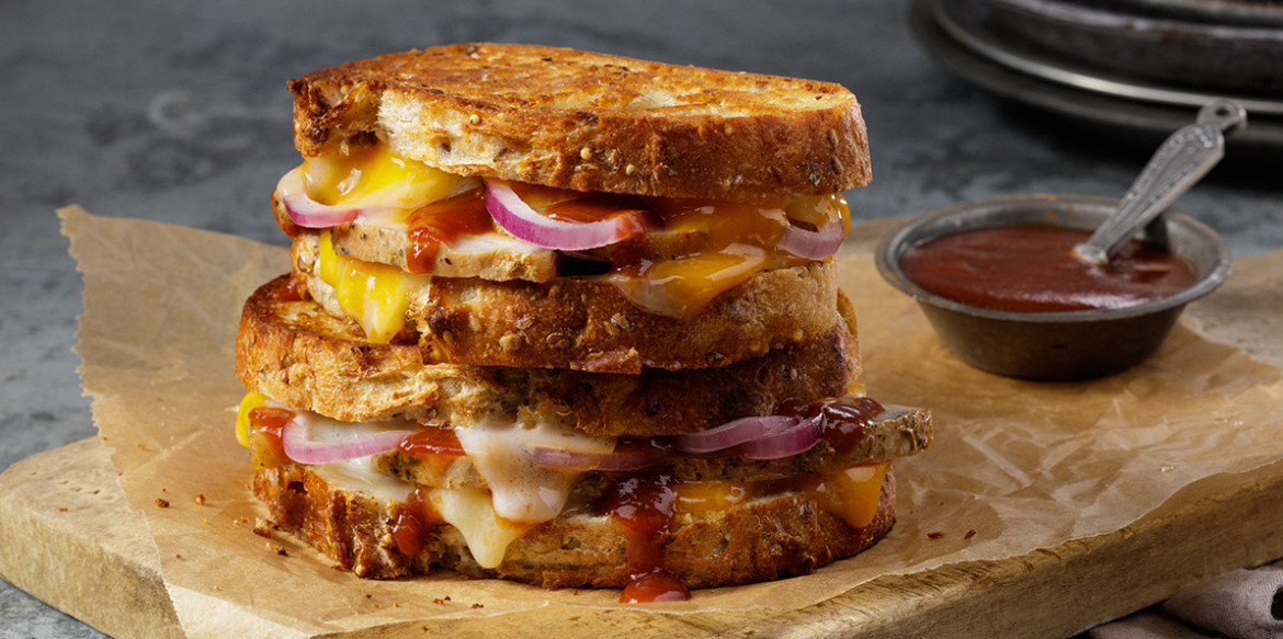 Grilled Cheese with BBQ Pork and Sliced Colby Jack