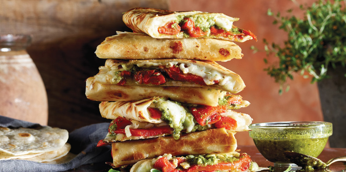 RedPepperTomato Pesto Quesadilla