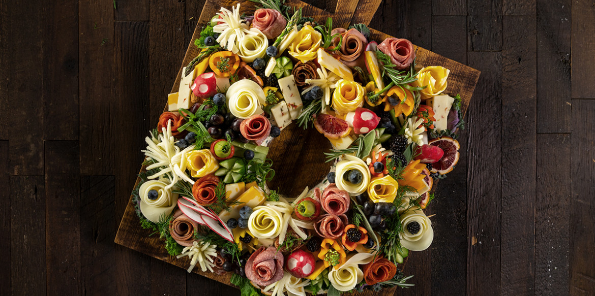 charcuterie flower wreath