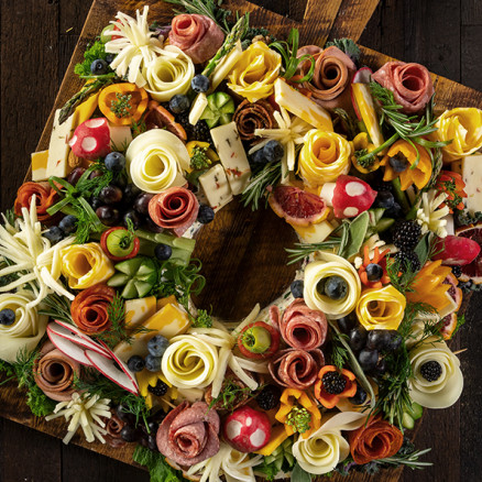charcuterie flower wreath
