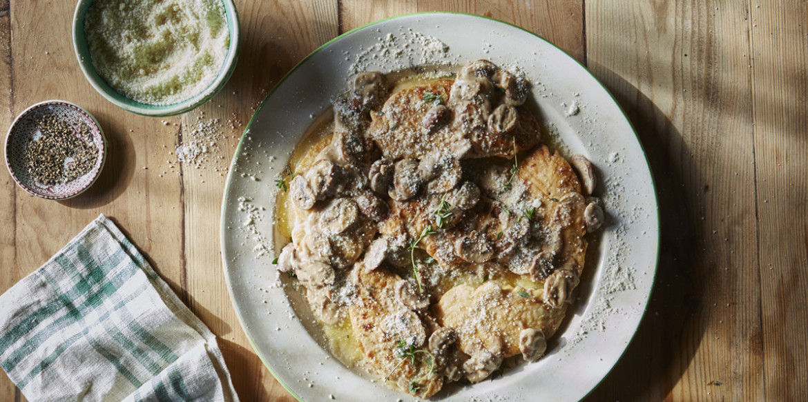 cheese and mushroom chicken